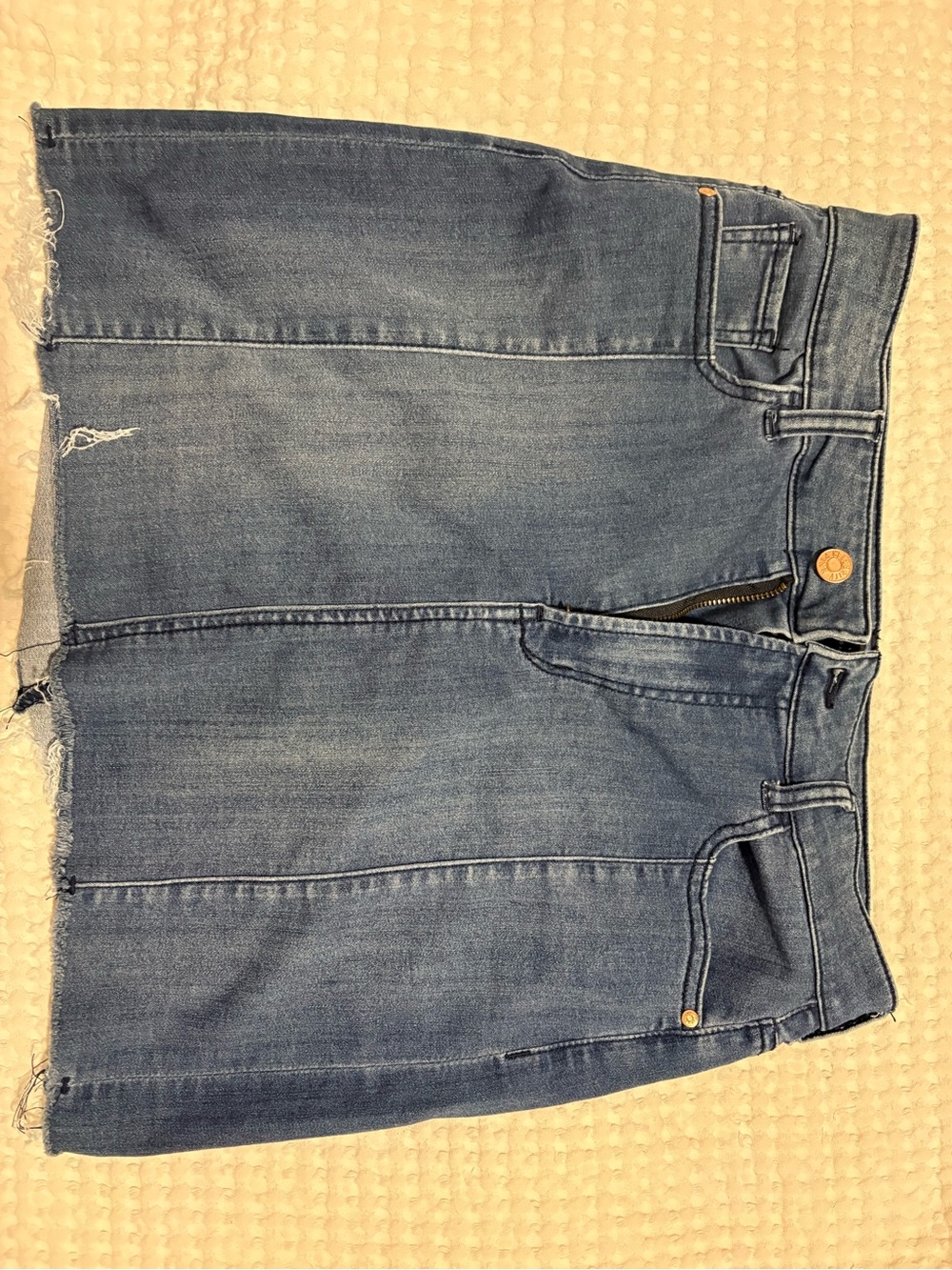 Denim Mini Skirt Shorts - Blue
